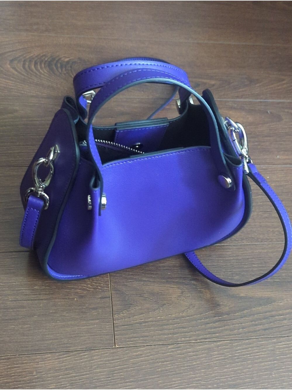 Danier Purple Leather Top-Handle Crossbody Bag - Picture 5 of 16